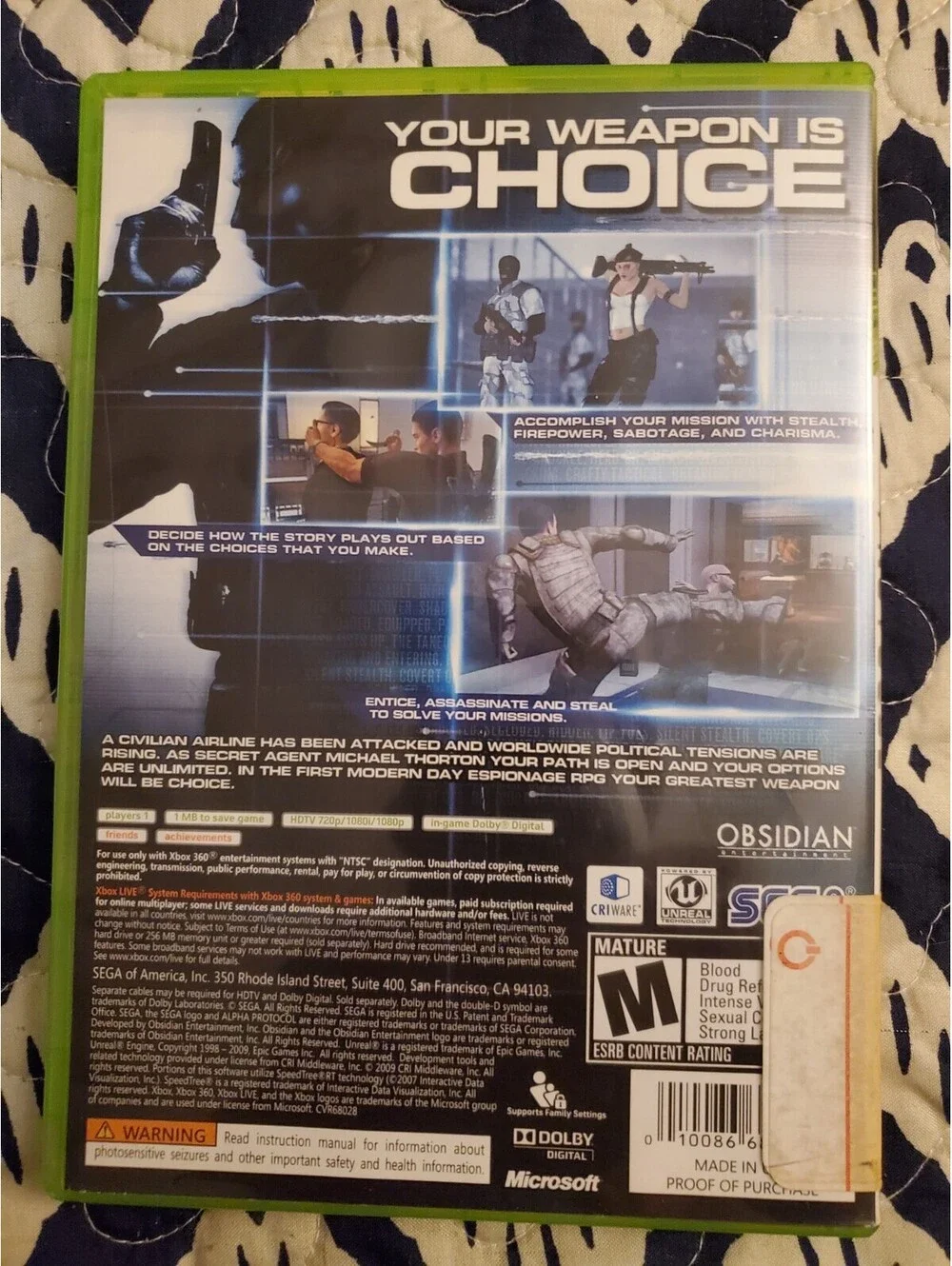 Alpha Protocol (Microsoft Xbox 360, 2010)